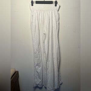 White Cotton Beach Pants with Split sides